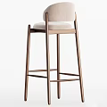 Modern Bar Stools With Wooden Frame And Beige Upholstered Seats 3d model