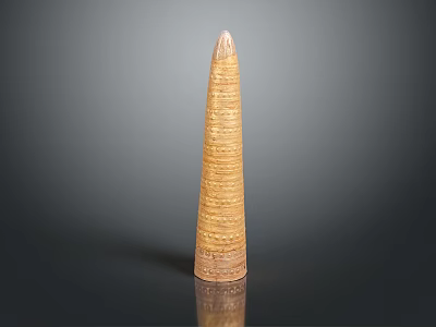 Ancient Brown Textured Weapon with Conical Shape Spiral Patterns Wide Base and Sharp Tip 3d model