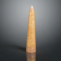 Ancient Brown Textured Weapon with Conical Shape Spiral Patterns Wide Base and Sharp Tip