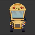 Cute Cartoon Yellow Cart With Green Yellow Toppings Red Lights Purple Wheels And Colorful Trim