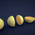 Fresh Cantaloupe Whole And Sliced Displaying Orange Flesh And Seeds On Dark Background