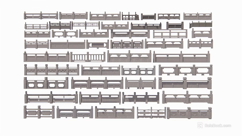 Various Fence Types With Different Design Patterns And Structural Styles 3d model