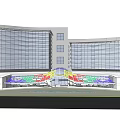 Modern Large Architectural Complex Featuring Glass Curtain Walls And Green Areas Layout