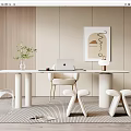 Modern desk and chair hanging painting stool 3d model