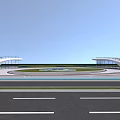 Contemporary Wavy Architecture With Green Roof Design Near Road And Water Area