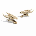 Two Detailed Dragon Skull Sculptures With Sharp Horns And Fangs