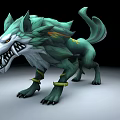 Green Mythical Reptile Creature With Sharp Fangs Claws And Golden Ankle Bands