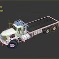 White Flatbed Truck With Cab And Multiple Wheels On Dark Background 3d model