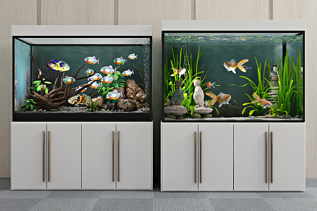 Modern fish tank ecological fish tank living room aquarium 3d model