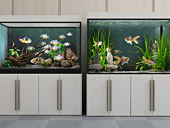 Modern fish tank ecological fish tank living room aquarium 3d model