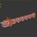 Orange And White Dragon Shaped Model With Yellow Accents On Black Surface And Reflections