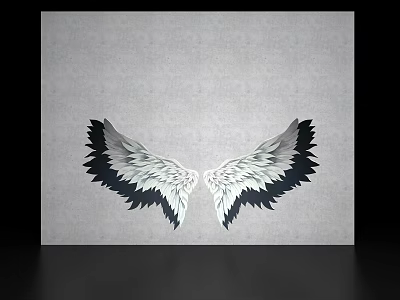 Gray Wall With Symmetric Black And White Decorative Wings Design 3d model Gray Wall With Symmetric Black And White Decorative Wings Design 3d model