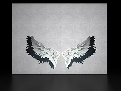Three-dimensional wing card wall painting angel wings 3d model