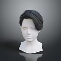Dark Colored Wig On White Mannequin Head For Hairstyle Display And Styling