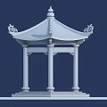 Ancient Chinese Pavilion With Ornate Eaves Stone Pillars And Tiled Roof