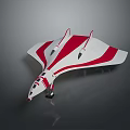 Red And White Modern Futuristic Aircraft Model With Sleek Aerodynamic Tailless Design