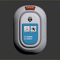 Building Emergency AED Device With Red Open Button And Blue Panel Design