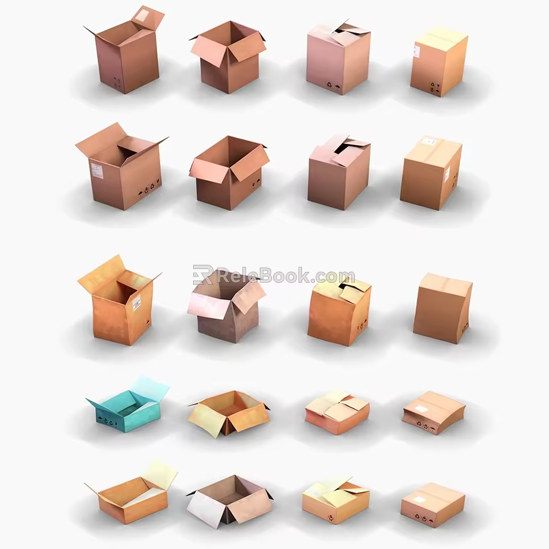 Modern Carton Paper Box Packaging Box Kraft Carton Box Paper Case Box Paper Shell 3d model