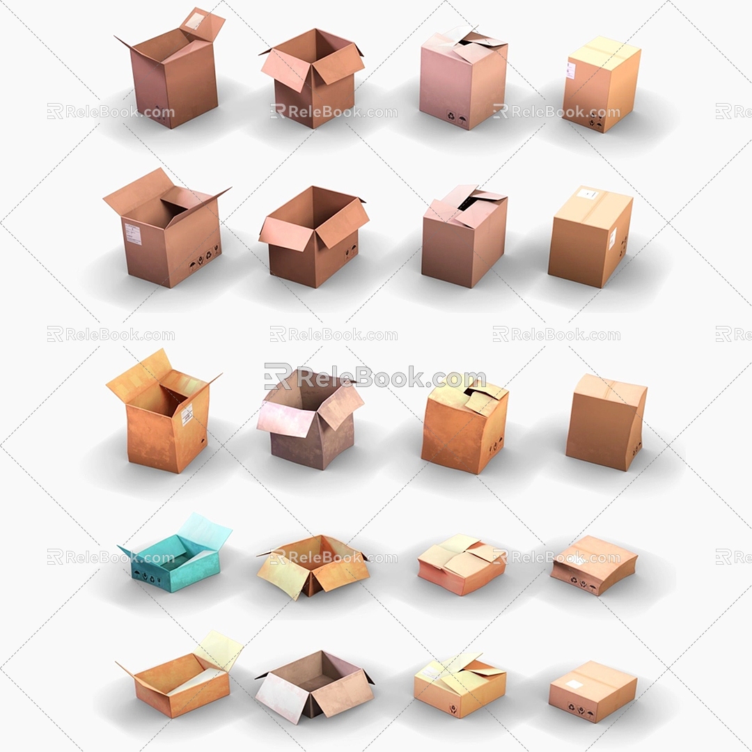 Modern Carton Paper Box Packaging Box Kraft Carton Box Paper Case Box Paper Shell model