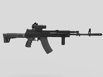High Quality Modern Black Tactical Rifle With Optical Sight Magazine And Handguard 3d model