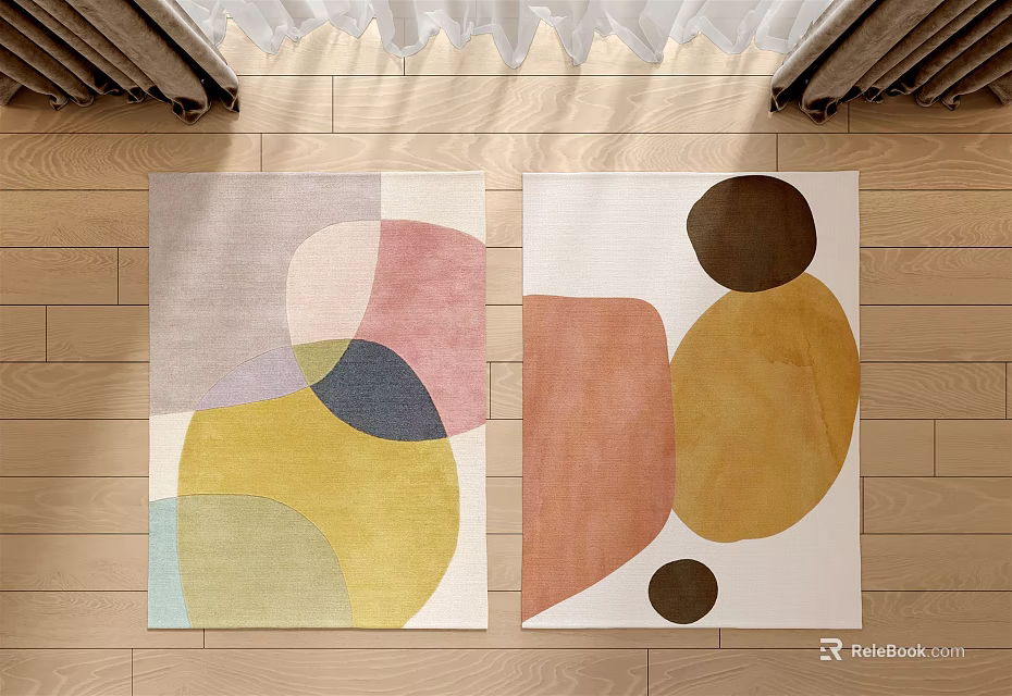 Colorful Square Rugs with Abstract Geometric Patterns for Indoor Floor Decor 3d model