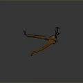 Ancient Wooden Crossbow With Curved Arm And Metal Components Historical Weapon Structure