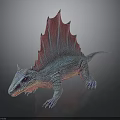 3D Rendered Spinosaurus Dinosaur Model With Blue Body Red Sail And Detailed Scales