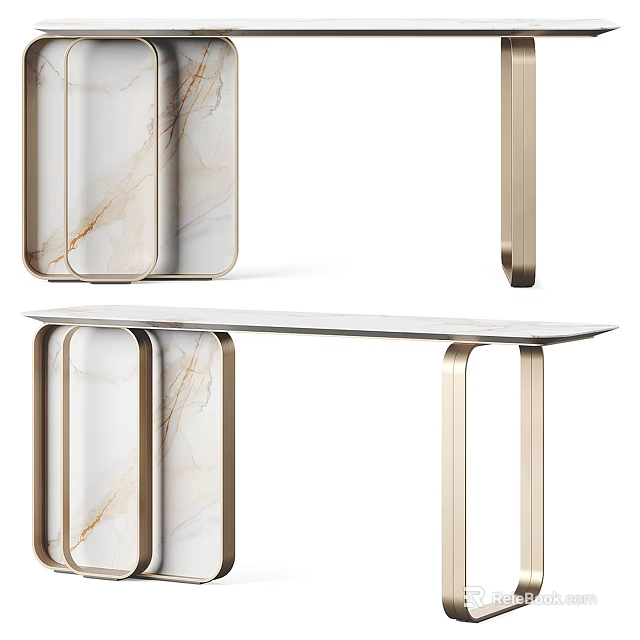 Modern Console Table With Marble Top And Metal Frame For Elegant Entryway Design 3d model 