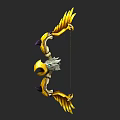 Golden Feathered Mythical Bow With Eagle Head Design And White Decorative Details