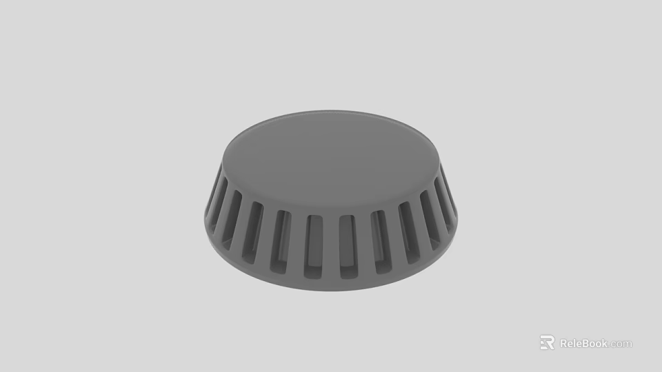 Modern Minimalist Gray Stool With Round Top And Radiating Slats Base 3d model 