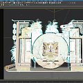 Chinese Style Photo Check In Spot With Lion Head Decor Lanterns And Bamboo