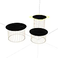 Modern Round Coffee Tables With Black Marble Tops And Gold Metal Frames 3d model