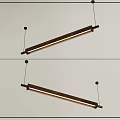 Modern Linear Hanging Pendant Light With Wooden Frame And Warm LED Glow