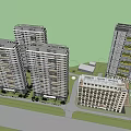 Modern High Rise Residential Buildings With Low Rise Structure And Greenery Design