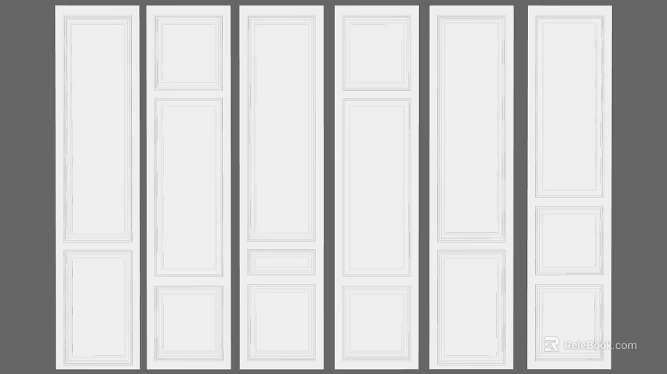White Wall Paneling Various Decorative Design Styles for Home Interior Decoration 3d model