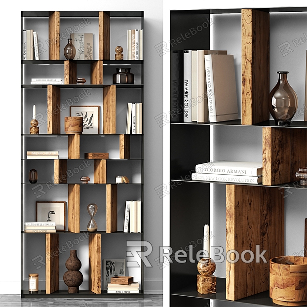 Nordic Bookshelf Decorative Cabinet model