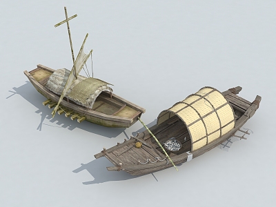 Wooden boat fishing boat Chinese boat antique boat 3d model