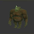 Brown Skinned Muscular Horned Ogre Game and Film Character With Fierce Expression Stocky Build