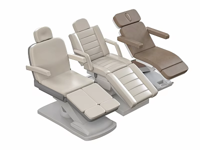 Three Adjustable Medical Treatment Chairs In Beige Brown And Light Upholstery 3d model