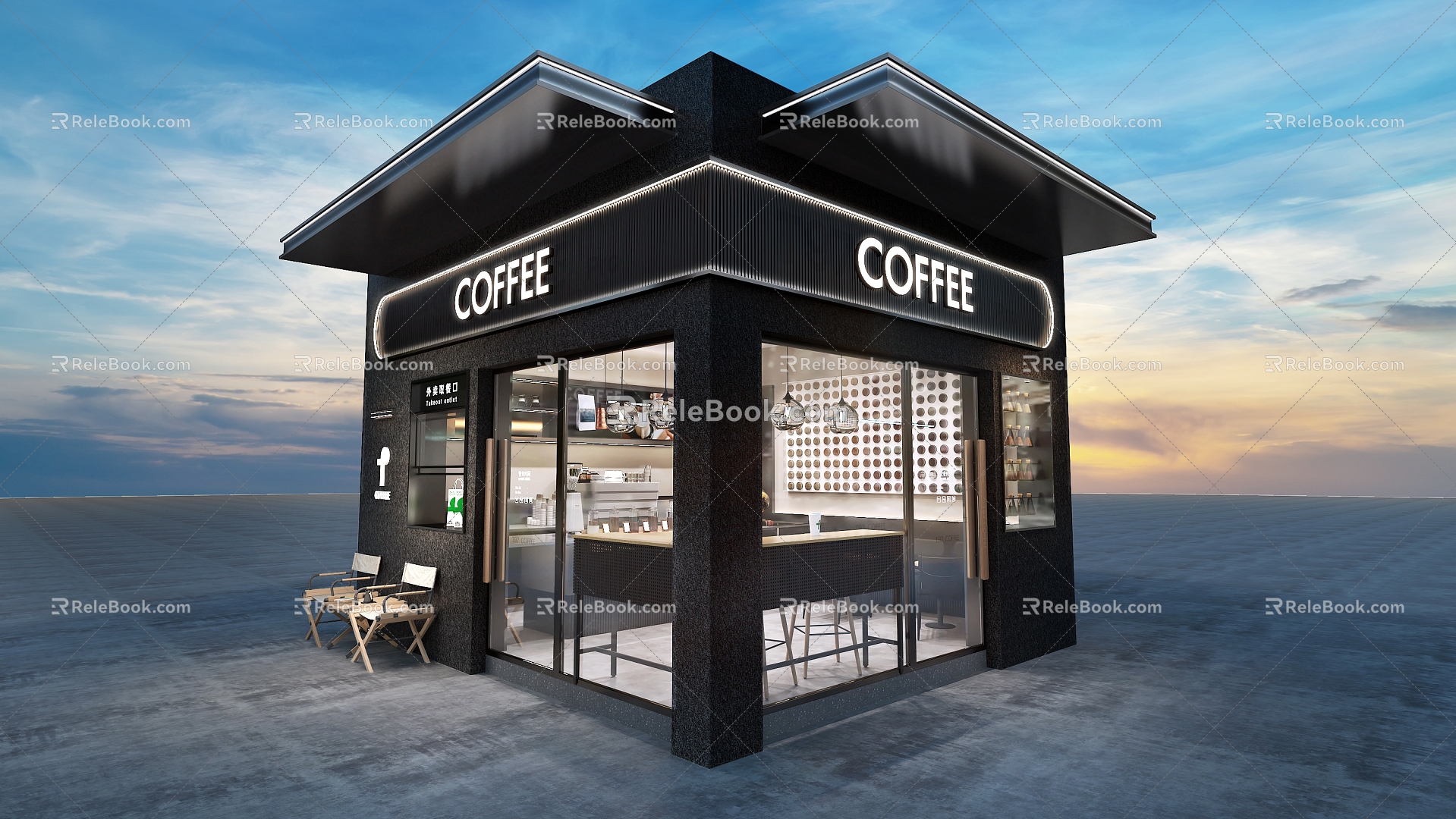 Street Coffee Shop Specialty Store Door Milk Tea Shop Modern 3d model