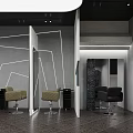 Modern Beauty Hair Salon Interior With Stylish Chairs Large Mirrors And Green Plants