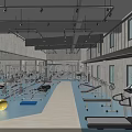 Spacious Modern Fitness Gym Interior With Treadmills Workout Benches Colored Exercise Balls And Concrete Walls