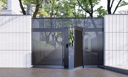 Modern Gate Residential District Second Entrance Iron Gate Grille Gate 3d model