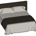 Double Bed With Dark Headboard White Bed Sheets White Pillows And Dark Blanket 3d model