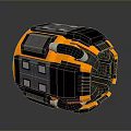 Black and Orange Industrial Equipment with Spherical Design Mechanical Panels and Connecting Pipes