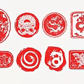 Traditional Red Dragon Seal Wall Decor With Artistic Designs And Intricate Patterns