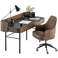 Home office wooden and black desk office furniture 292 3d model