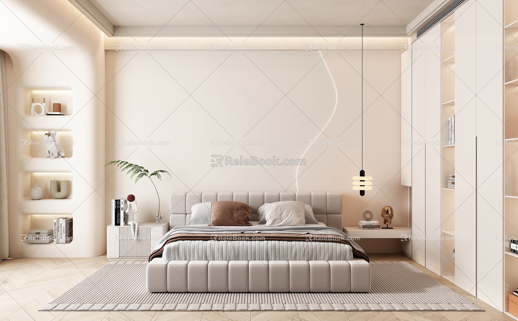 Silent Cream Bedroom 3d model