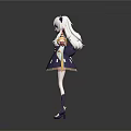 Game Anime Character With White Long Hair Red Horns And Kimono Style Outfit