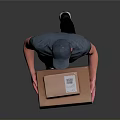 A Man Wearing Cap Walking And Holding Two Cardboard Boxes